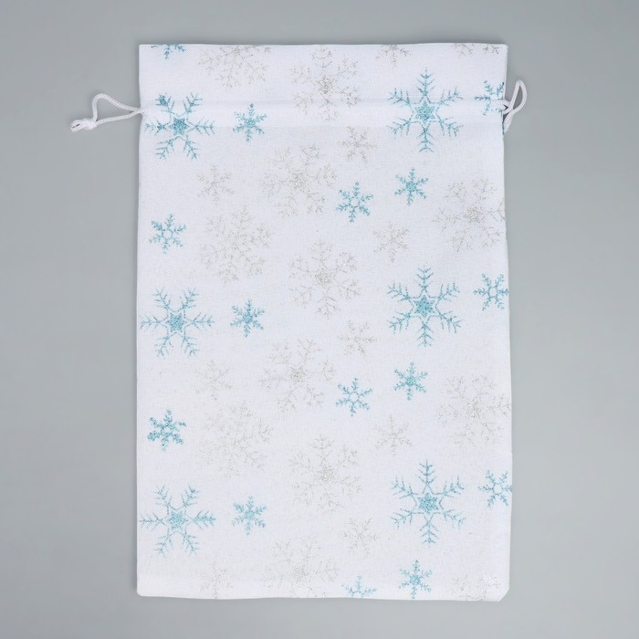 Мешочек подарочный холща &laquo;Новогоднее чудо&raquo;, снежинки, 20 х 30 см +/- 1.5 см, Новый год