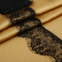 Кружево реснички, 90 мм &times; 9 &plusmn; 0,5 м, в бобине 3 шт по 3 м, цвет чёрный