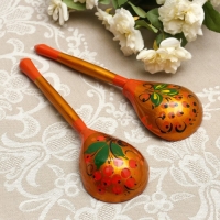 Ложка полубаская &laquo;Традиционная&raquo;, золото, 19&times;6 см, хохлома