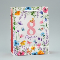 Пакет подарочный ламинированный, упаковка, &laquo;Цветы&raquo;, MS 18 х 23 х 8 см