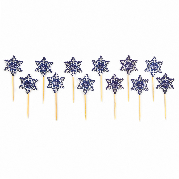 Новогодние шпажки &laquo;С Новым Годом!&raquo;, снежинка, набор 12 шт.