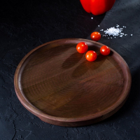 Блюдо для подачи Adelica, d=30&times;1,8 см, массив берёзы, потайные ручки, пропитано маслом, цвет шоколадный