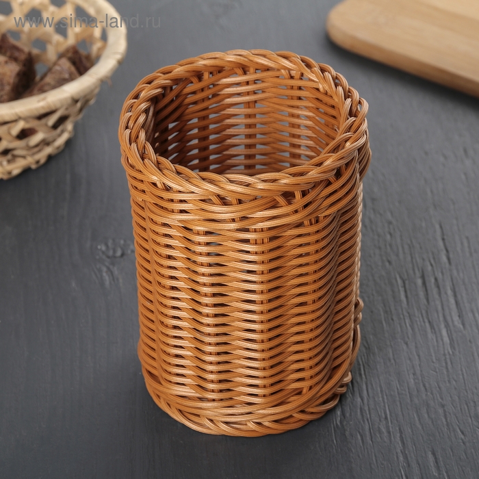 Подставка для столовых приборов Доляна, 13&times;10&times;10 см, цвет коричневый