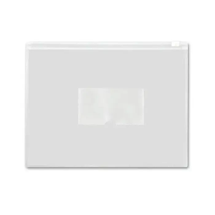 Папка-конверт на ZIP молнии А4, 150 мкм, Calligrata, карман для визитки, белая молния