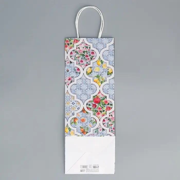 Пакет подарочный под бутылку, упаковка, &laquo;Праздничный&raquo;, белый крафт, 13 х 36 х 10 см