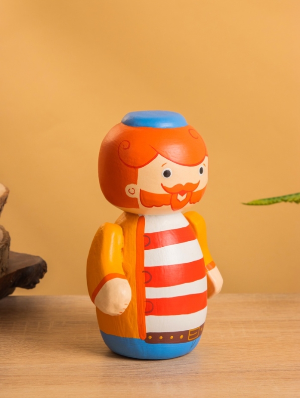 Деревянная кукла кокеши "Рыбак Бо" 11х9х15 см