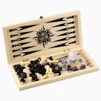 Настольные игры 3 в 1: нарды, шахматы, шашки, деревянные, большие, 40 х 40 см