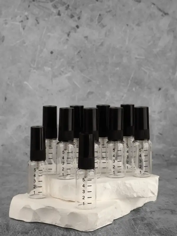 Флакон для парфюма, с распылителем, 5 мл, фасовка - 10 шт., чёрный, прозрачный