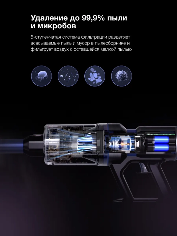 Вертикальный пылесос HYV-S7970 470мл 500Вт серый