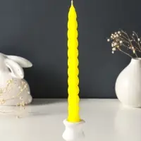 Набор свечей витых, 2,3х 24,5 см, 5 ч, 50 г, 4 штуки, жёлтый