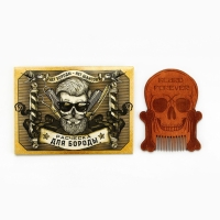 Расческа для бороды в конверте &laquo;Череп&raquo; 7,3 х 9,7 см