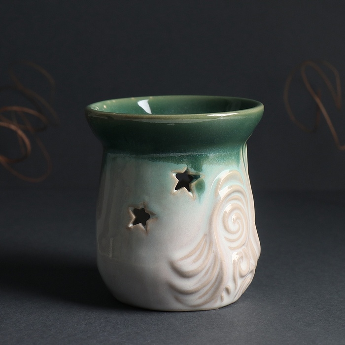 Аромалампа керамика Аромалампа керамика "Море волнуется" зеленый 8,6х8,6х9,8 см