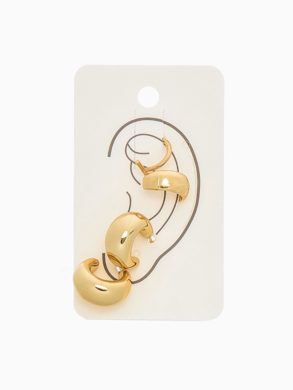 Набор серьги и каффы 4 шт. &laquo;Бублик&raquo;, цвет золото