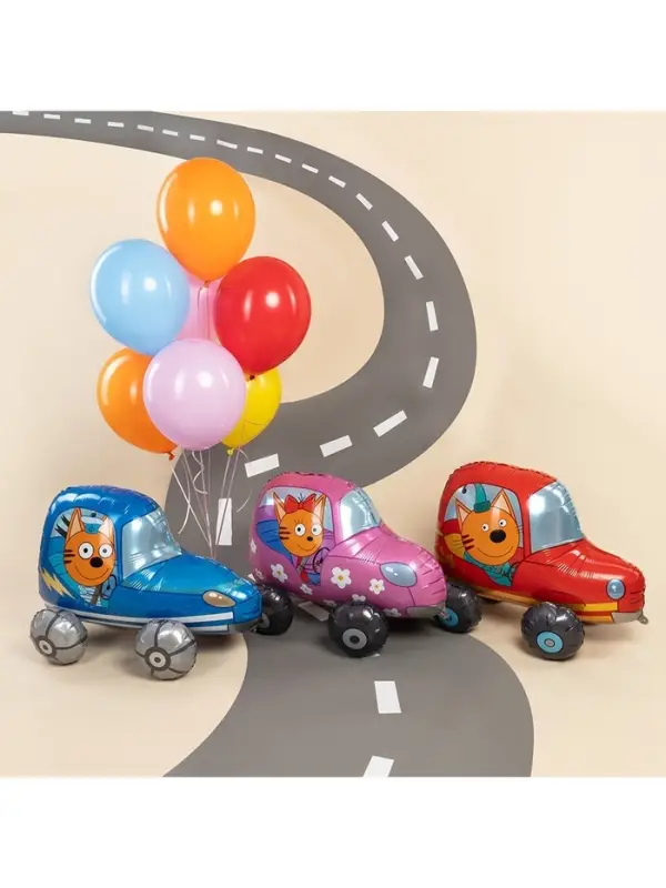 Воздушный шар фольгированный 3D 29" &laquo;Три Кота. Компот в машине&raquo;