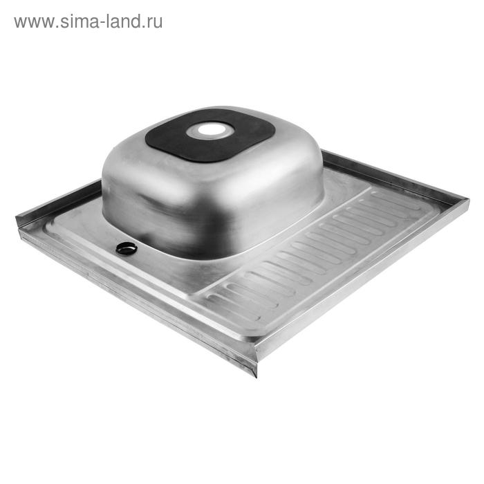 Мойка кухонная MIXLINE 527967, накладная, толщина 0.4 мм, 60х60х16 см, левая, выпуск 1 1/2"