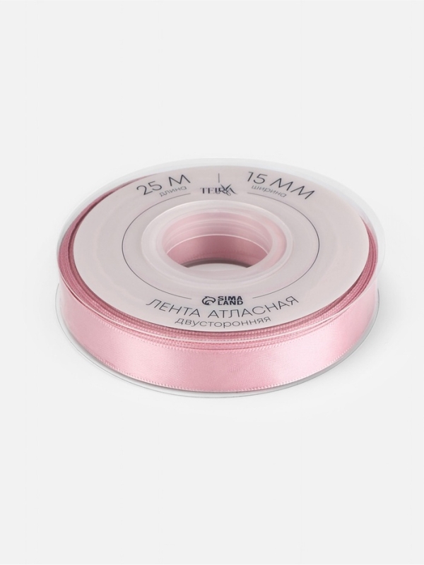 Лента атласная двухсторонняя №158 15мм*25&plusmn;1м сакура TR