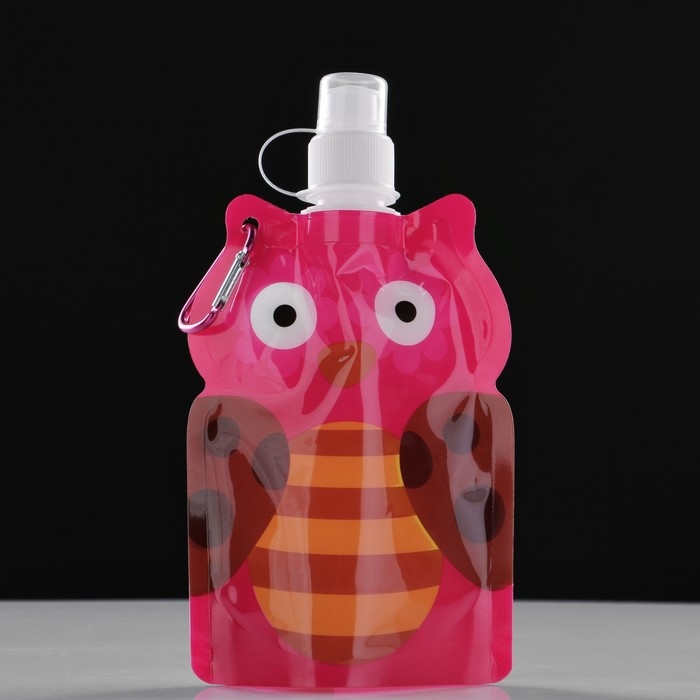 Фляжка для воды детская, 280 мл, "Зверята", 22 х 12 см, микс