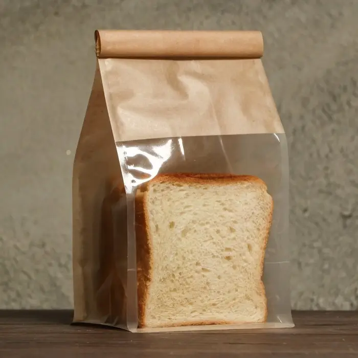 Пакет крафт бумажный, с окном, прямоугольное дно, 13 х 10 х 28 см