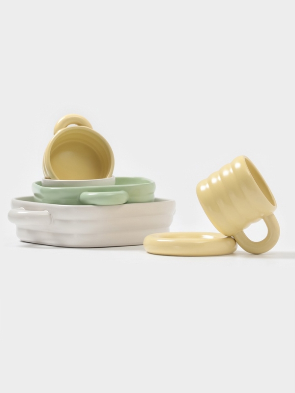 Горшочек для запекания Доляна &laquo;Зефир&raquo;, 250 мл, 15&times;10,5&times;6,3 см, с ручками, с крышкой, керамика, жёлтый