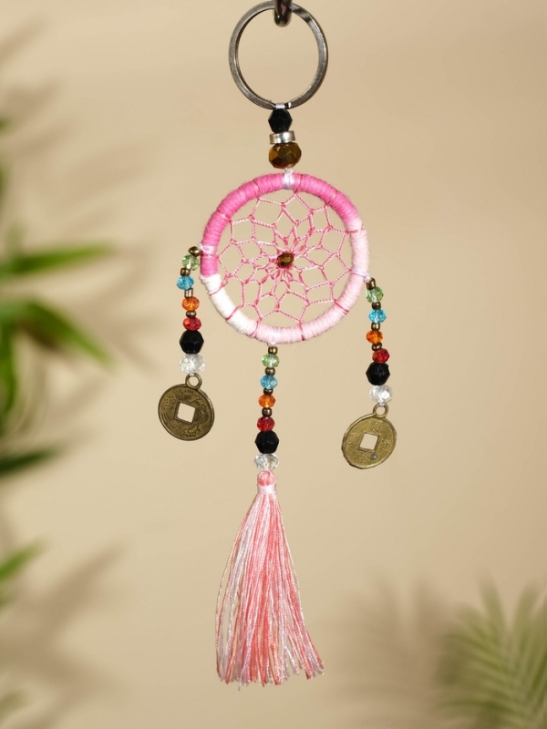 Брелок "Ловец снов" 4х15 см. бледно-розовый
