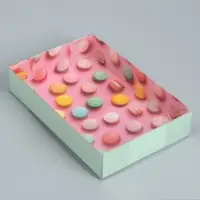 Кондитерская упаковка, коробка для макарун с пластиковой крышкой, &laquo;Макаруны&raquo;, 18 х 12 х 3.5 см