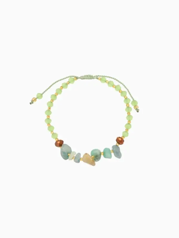 Браслет, длина 16 см, цв. фисташковый, золотой