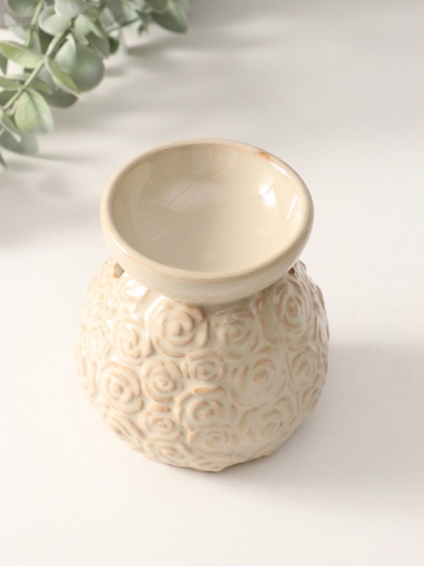 Аромалампа керамика "Розочки" бежевая 8х8,5х9,5 см