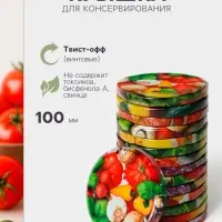 Крышка для консервирования Komfi &laquo;Калейдоскоп&raquo;, ТО-100, жесть, винтовая, лак, литография, фасовка 15 шт., разноцветная