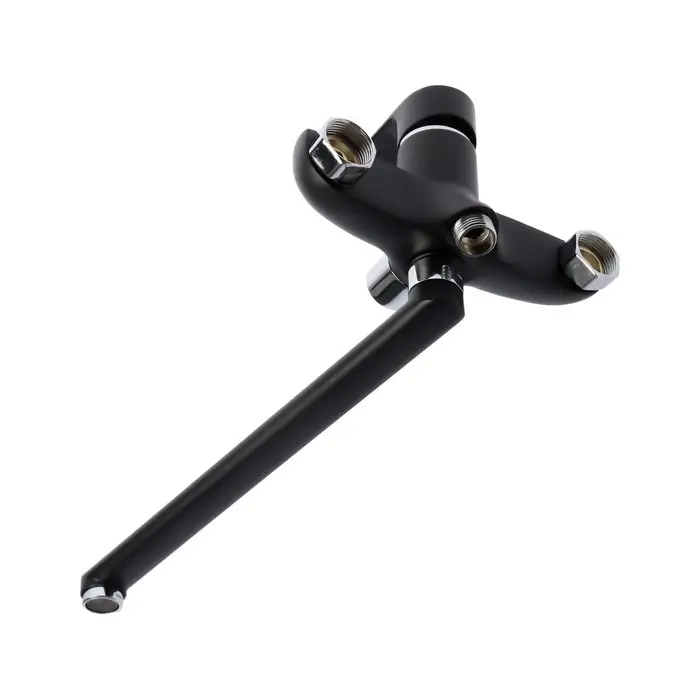 Смеситель для ванны ZEIN Z2493, излив 35 см, картридж 35 мм, с душ набором, черный/хром