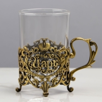 Подстаканник со стаканом "Царь", 12,5 х 12,5 х 13 см