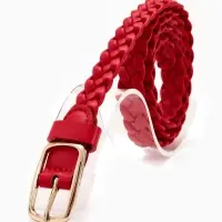 Ремень жен 03-01-01-01, Июнь2501, 1,8*0,3*110 см, без винта, пряж золото, 1 прокол, красный   109031