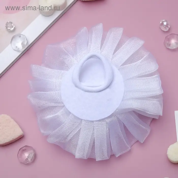 Резинка для волос бант &laquo;Школьница&raquo;, волна квадрат, d=10 см, белая