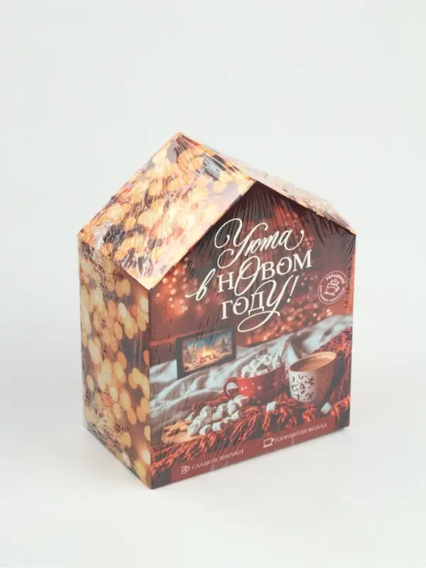 Набор с горячим шоколадом 3 шт, маршмеллоу и декором "Уюта в новом году"