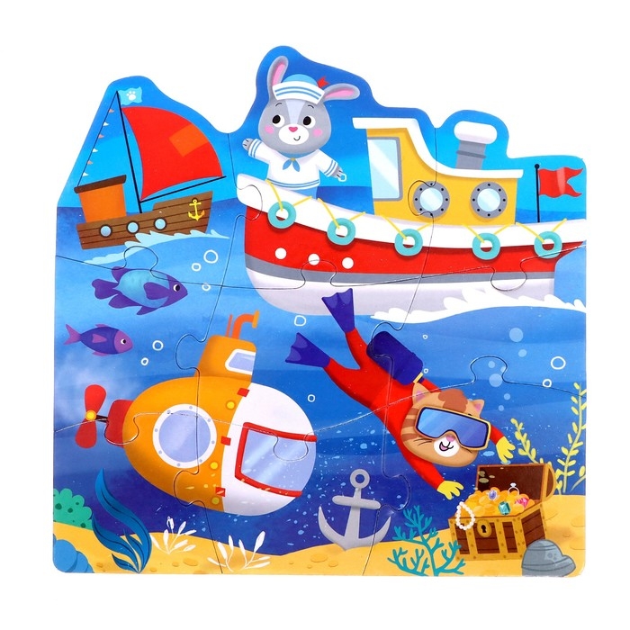 Фигурные пазлы 4 в 1 &laquo;Транспорт&raquo;, 9, 12, 15, 20 элементов