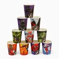 Набор бумажной посуды 10 персон: стакан, тарелка, скатерть, Мстители