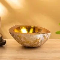 Чаша из кокоса, 18&times;18&times;10 см, бежево-золотая