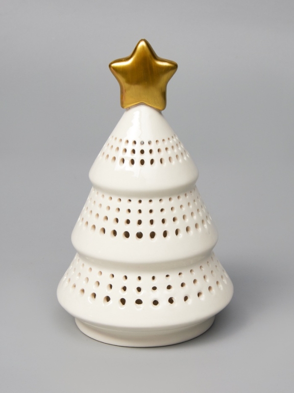 Светодиодная фигура "Елка с золотой звездой" 17.5х11х11, 1 LED, LR44x3(в компл.), Т/БЕЛЫЙ