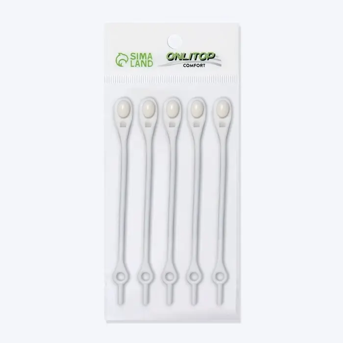 Набор шнурков для обуви, 6 шт., силиконовые, полукруглые, на застёжке, 4 мм, 11 см, белый