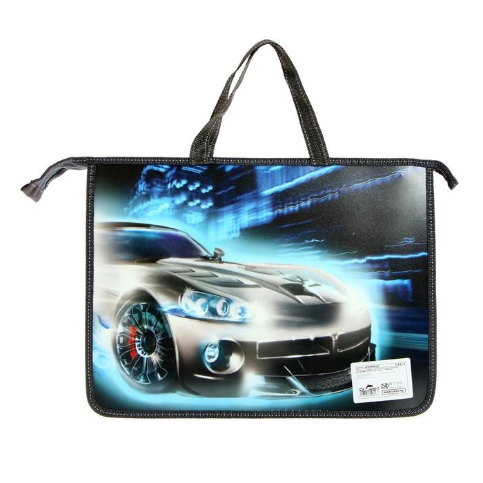 Папка с ручками А4, 335 х 235 х 55 мм, пластиковая, ручки-тесьма, Calligrata "Авто"