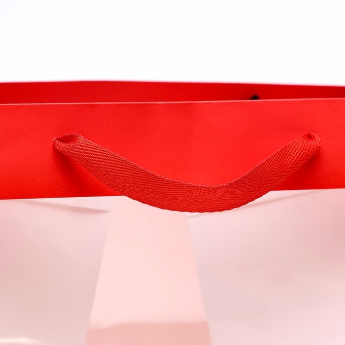 Пакет крафт с квадратным дном и окном, 25 х 25 х 25 см, красный