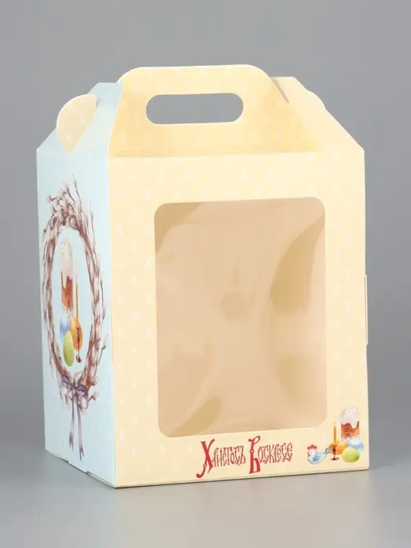 Коробка подарочная пасхальная с окном, с фронтальной загрузкой &laquo;Верба&raquo; 15&times;15&times;18 см