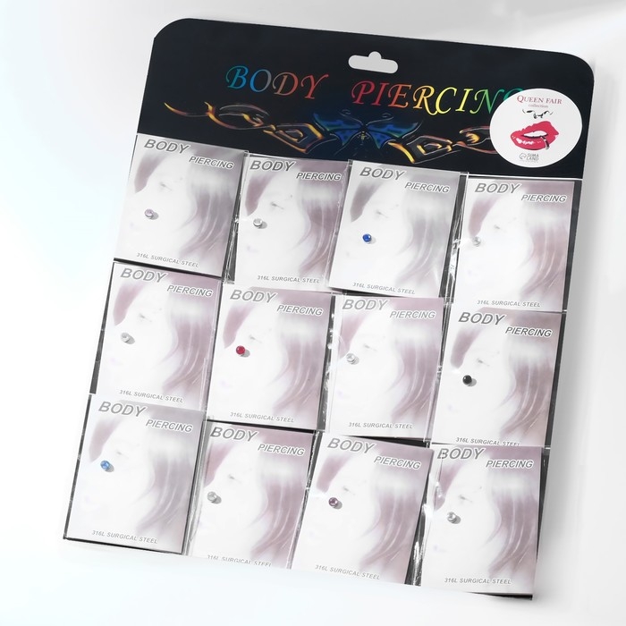 Пирсинг в нос &laquo;Стразинка&raquo; на магните, d=3мм, набор 12шт, цвет МИКС в серебре