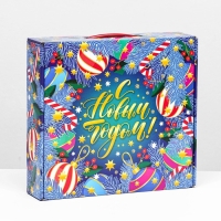 Новый год. Коробка подарочная складная "Индиго" 26 х 24,5х6 см.