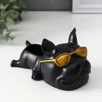 Подставка для мелочей &laquo;Французский бульдог в очках&raquo;, 7&times;14&times;8.5 см, чёрная
