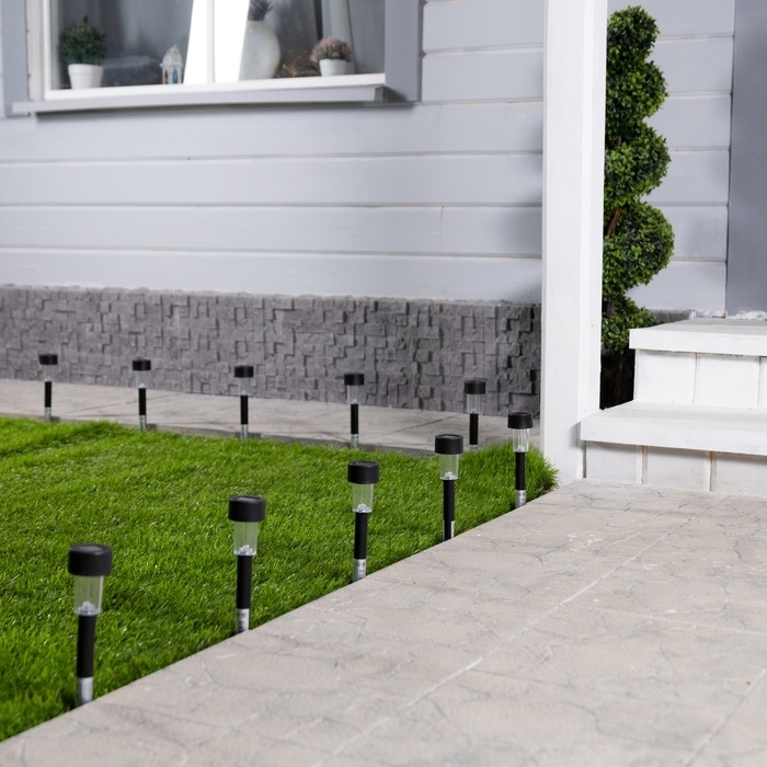 Набор садовых светильников на солнечной батарее &laquo;Цилиндр&raquo;, 4.5 &times; 30 &times; 4.5 см, 1 LED, свечение белое, 10 шт.