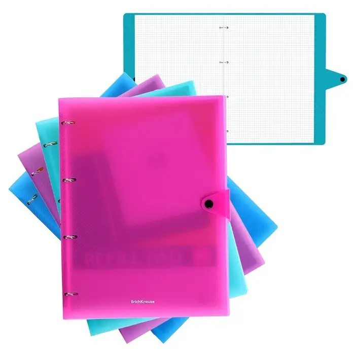 Тетрадь на кольцах А4, 80 листов в клетку ErichKrause "Glance Vivid", пластиковая обложка, блок офсет, белизна 100%, МИКС