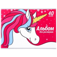 Альбом для рисования А4, 40 листов 100 г/м&sup2;, на скрепке, Минни Маус и единорог