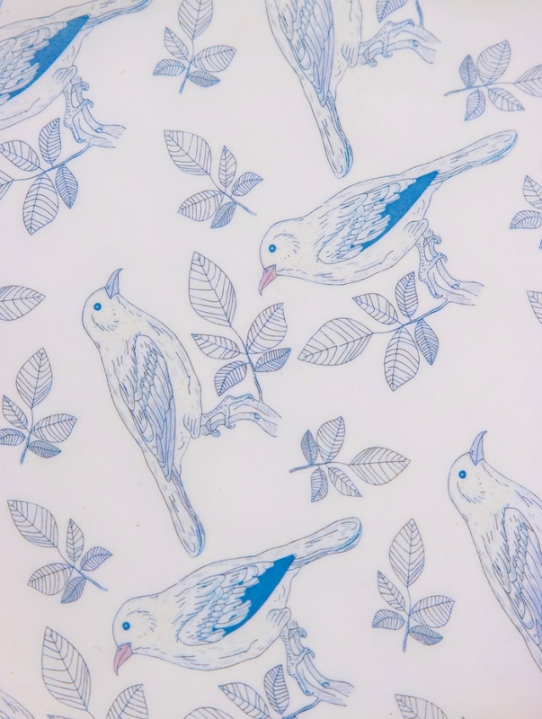 Блюдо "Синие птицы" дерево манго 25х25х4,5 см