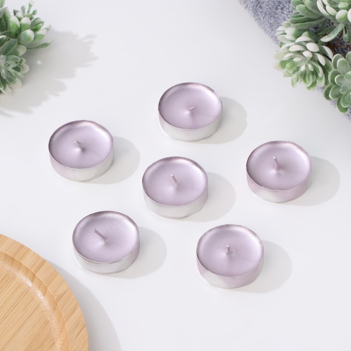 Свеча в гильзе "Шайба", Розовая , 6 шт