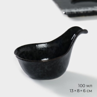 Набор фарфоровых соусников на фарфоровой подставке Magistro &laquo;Ночной дождь&raquo;, 4 предмета: соусник 3 шт 100 мл, подставка 35&times;12&times;1 см, цвет чёрный